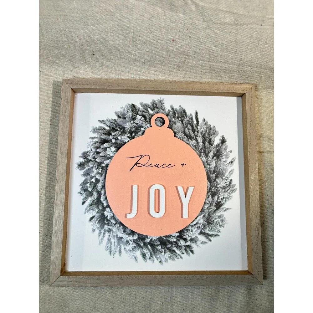 Target Bullseye Wreath Peace & Joy Sign Hanging Christmas